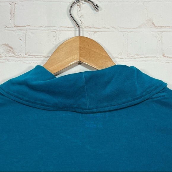 LL Bean Shirt Womens Size 2X Plus Turquoise Pullover Cowl Neck Long Sleeve Top - Picture 8 of 8